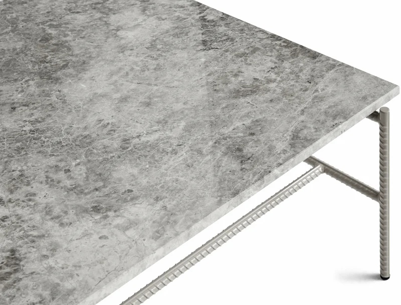 Table basse en marbre et piètement en acier gris 80 x 49 x 40 cm Rebar - Hay