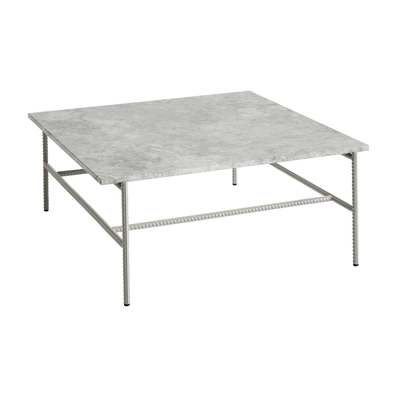 Table basse en marbre et piètement en acier gris 80 x 84 x 33 cm Rebar - Hay