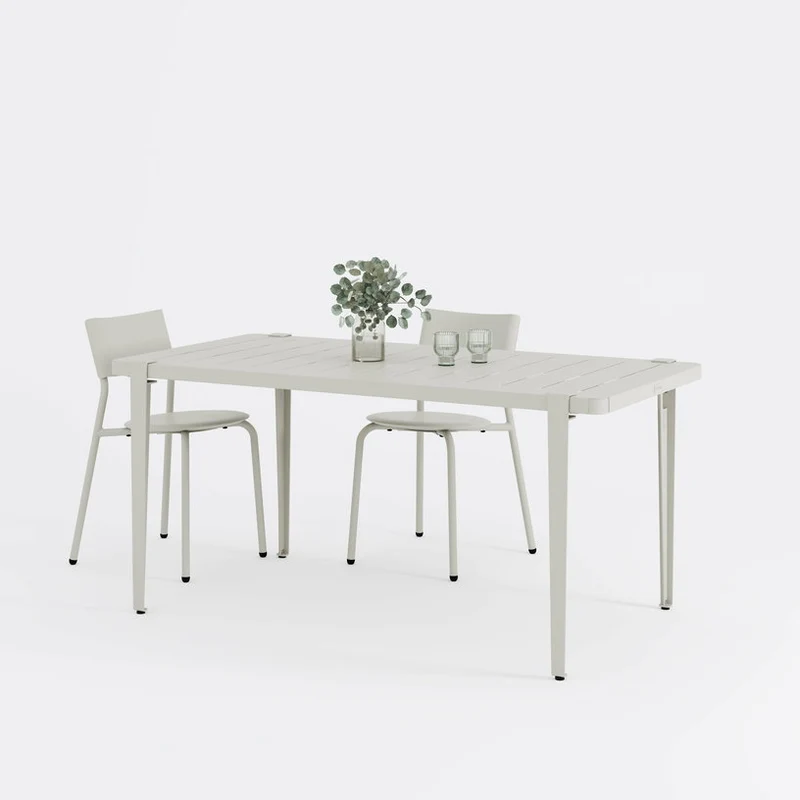 Table à manger en acier gris craie 160 x 80 x 75 cm Midi - TIPTOE