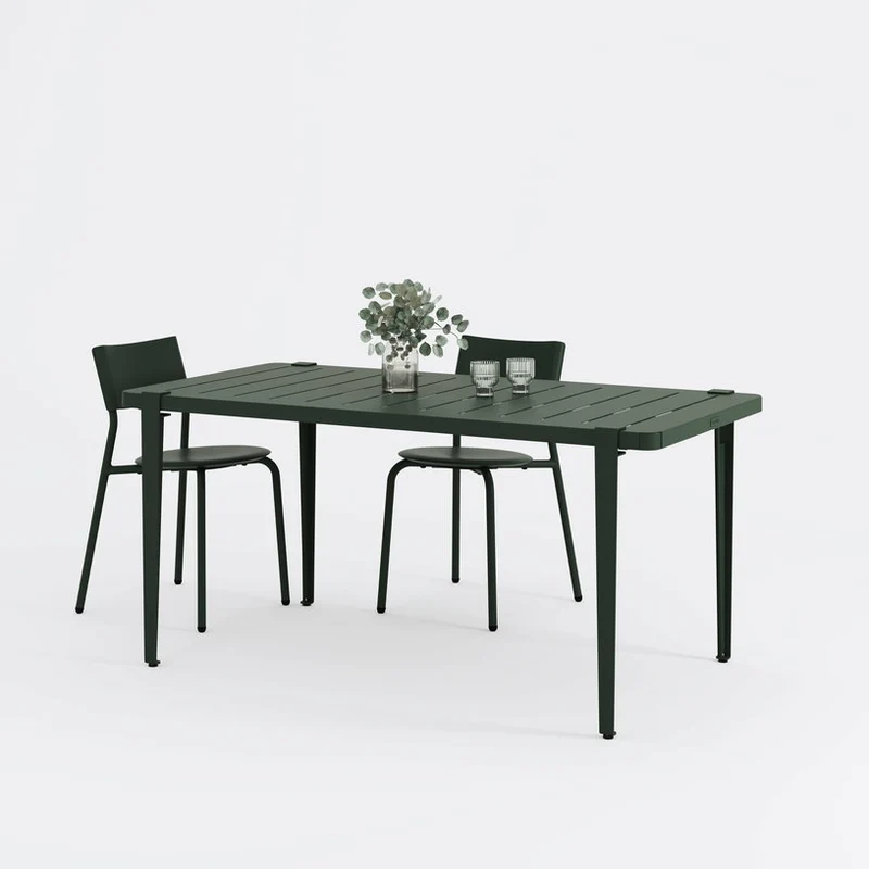 Table à manger en acier vert sapin 160 x 80 x 75 cm Midi - TIPTOE