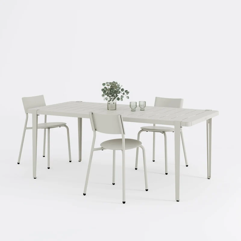 Table à manger en acier gris craie 190 x 90 x 75 cm Midi - TIPTOE