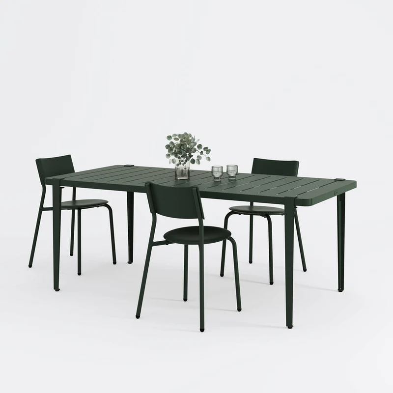 Table à manger en acier vert sapin 190 x 90 x 75 cm Midi - TIPTOE