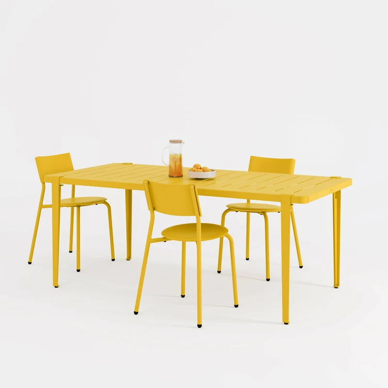 Table à manger en acier jaune 190 x 90 x 75 cm Midi - TIPTOE