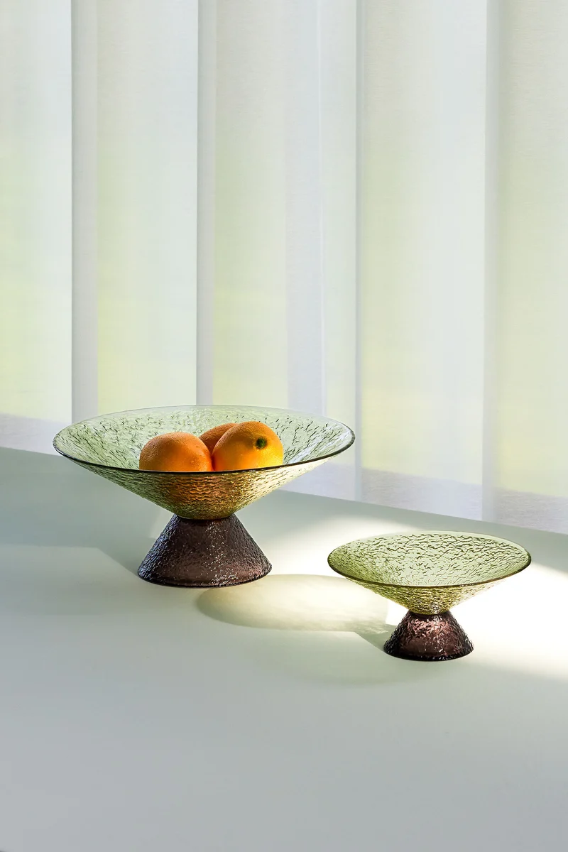 Bol rond en verre vert 25x12 cm Bonbon - Hübsch