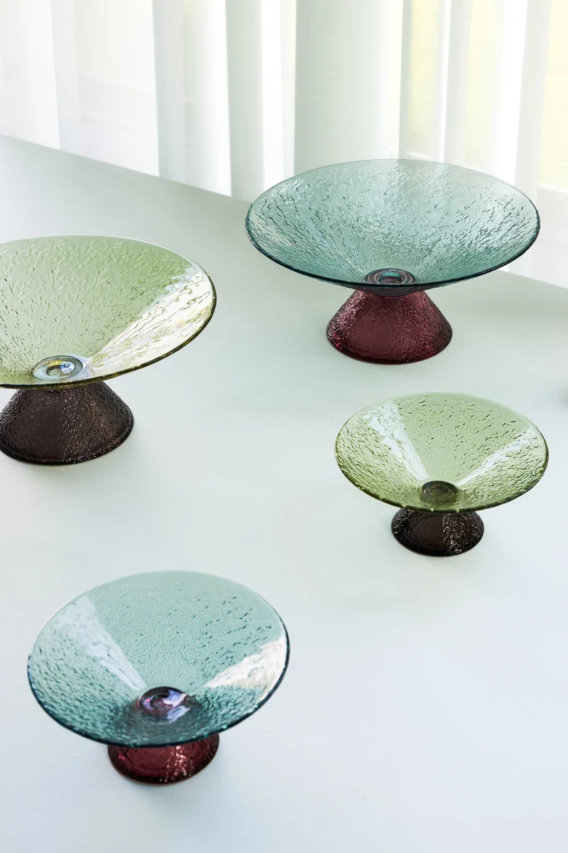 Bol rond en verre vert 25x12 cm Bonbon - Hübsch