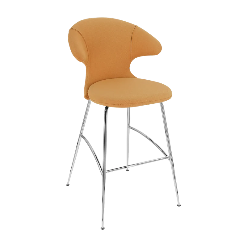 Chaise de bar en tissu orange et acier chrome 75 cm Time Flies - UMAGE