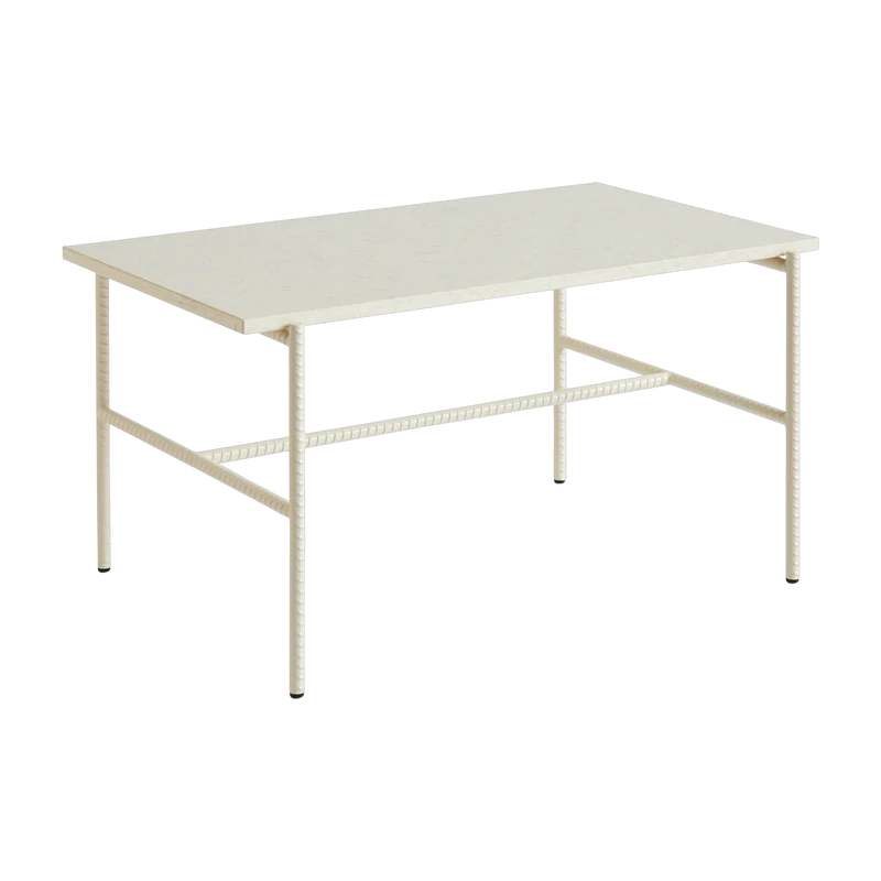 Table basse en marbre et piètement en acier beige 80 x 49 x 40 cm Rebar - Hay