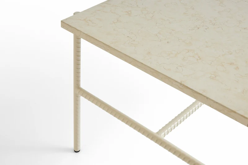 Table basse en marbre et piètement en acier beige 80 x 49 x 40 cm Rebar - Hay
