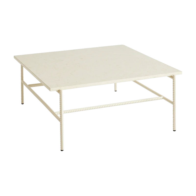 Table basse en marbre et piètement en acier beige 80 x 84 x 33 cm Rebar - Hay
