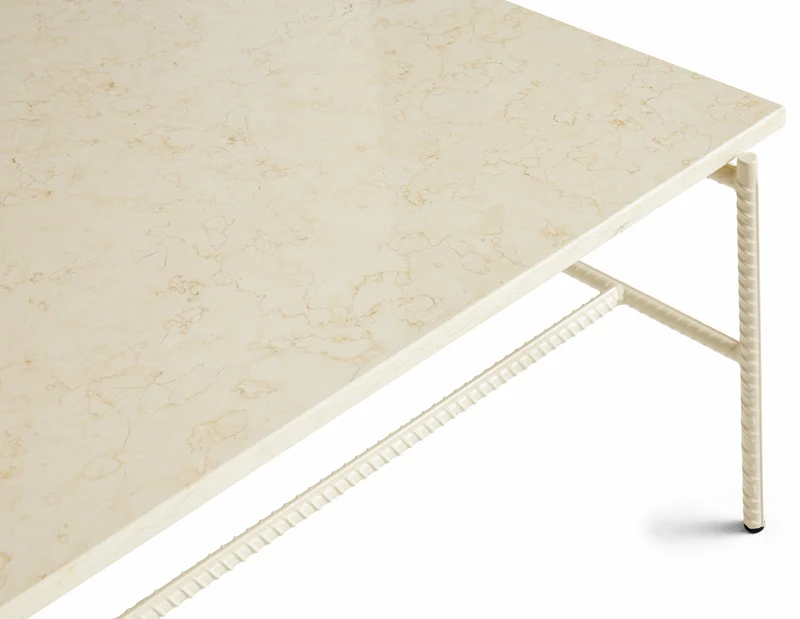 Table basse en marbre et piètement en acier beige 80 x 84 x 33 cm Rebar - Hay