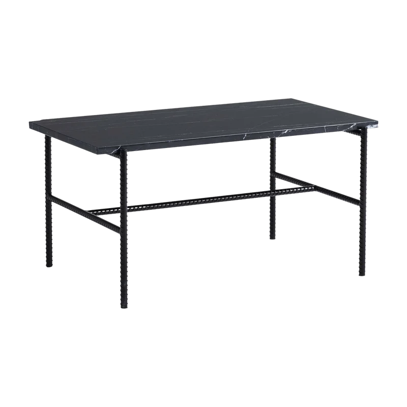 Table basse en marbre et piètement en acier noir 80 x 49 x 40 cm Rebar - Hay