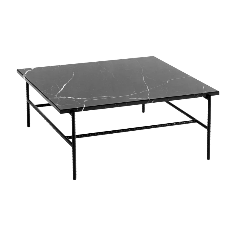 Table basse en marbre et piètement en acier noir 80 x 84 x 33 cm Rebar - Hay
