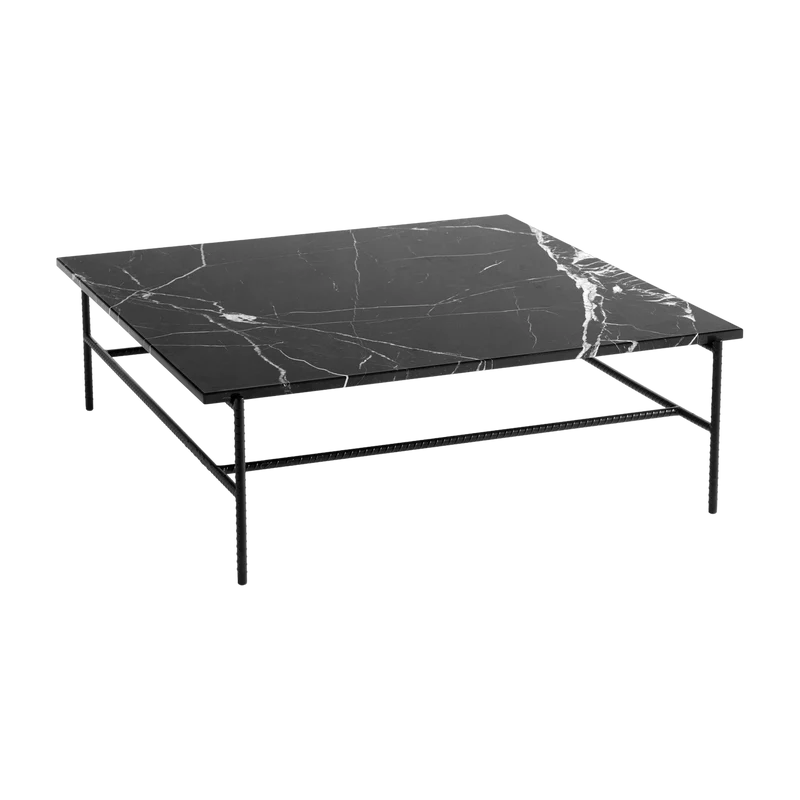 Table basse en marbre et piètement en acier noir 100 x 104 x 33 cm Rebar - Hay
