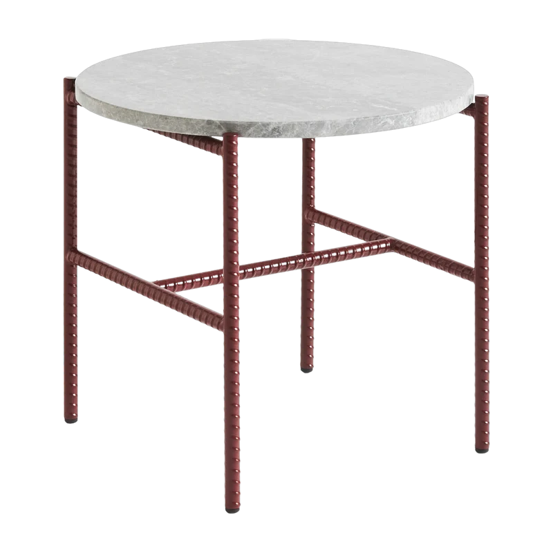 Table d'appoint ronde en marbre et piètement en acier rouge 40 cm Rebar - Hay
