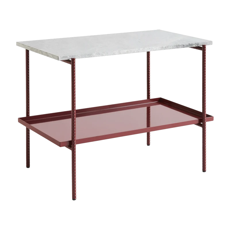Table d'appoint en marbre et piètement en acier rouge 55 cm Rebar - Hay