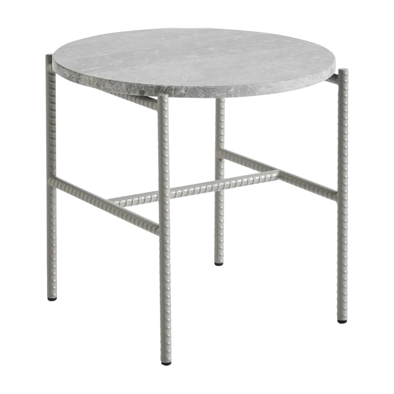 Table d'appoint ronde en marbre et piètement en acier gris 40 cm Rebar - Hay