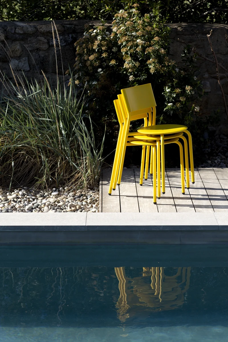 Chaise de jardin en plastique recyclé jaune Midi - TIPTOE
