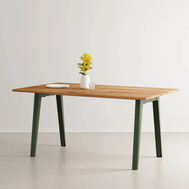 Table à manger en bois ancien et piètement en acier noir 160 x 95 x 75 cm New modern - TIPTOE