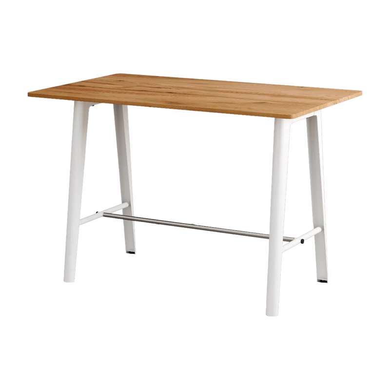 Table à manger en bois ancien et piètement en acier blanc 160 x 95 x 75 cm New modern - TIPTOE