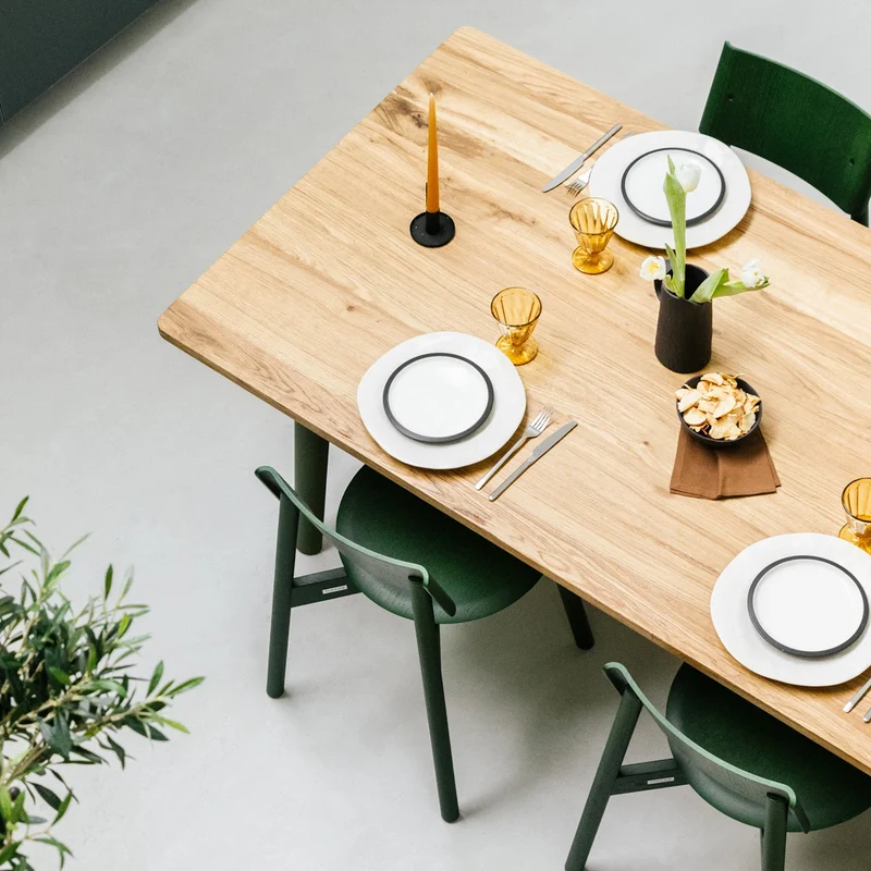 Table à manger en bois ancien et piètement en acier blanc 160 x 95 x 75 cm New modern - TIPTOE