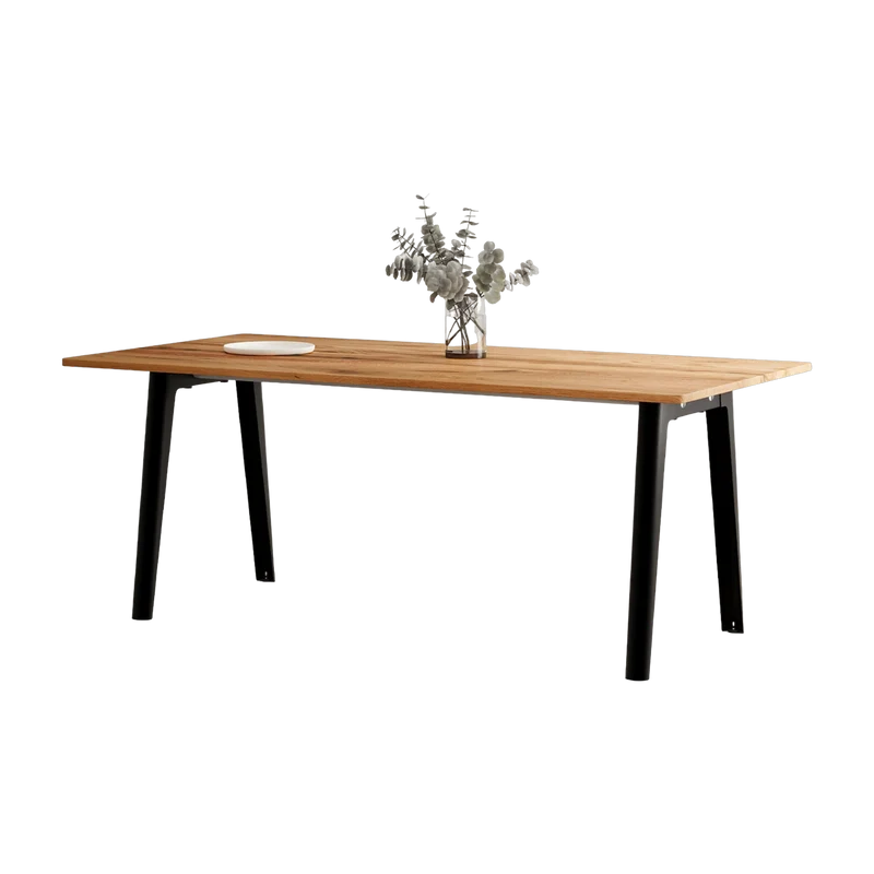 Table à manger en bois ancien et piètement en acier noir 190 x 95 x 75 cm New modern - TIPTOE