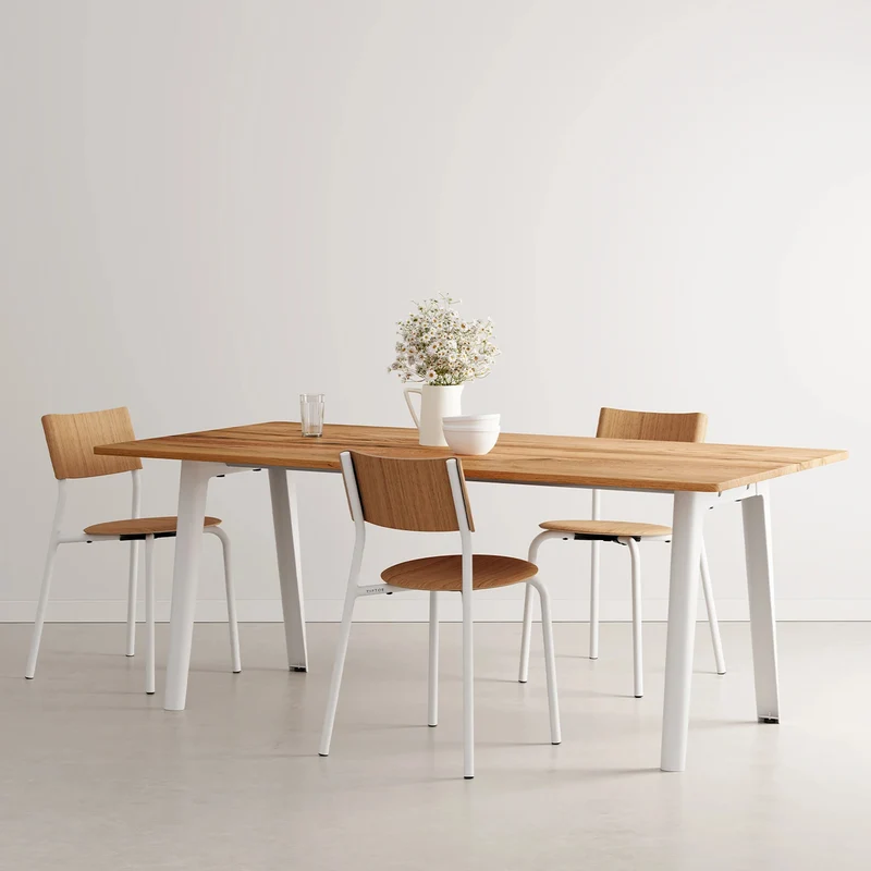 Table à manger en bois ancien et piètement en acier noir 190 x 95 x 75 cm New modern - TIPTOE