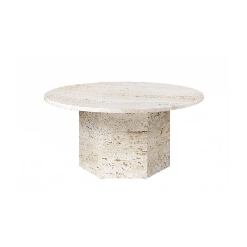 Table basse ronde en pierre blanche 80 cm Epic - Gubi