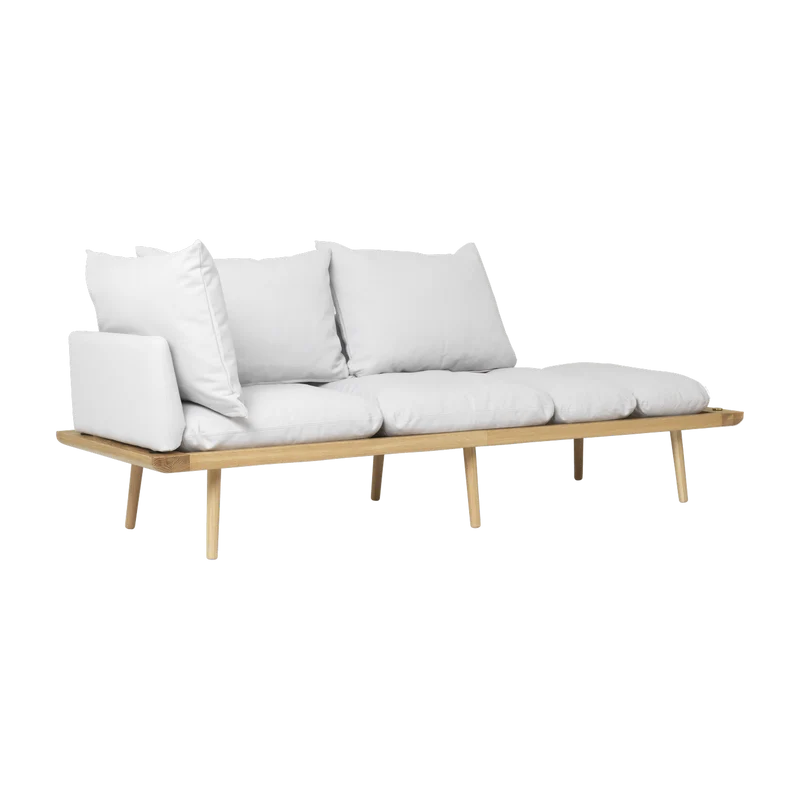 Canapé en chêne naturel et tissu gris clair 231 cm Lounge Around - UMAGE