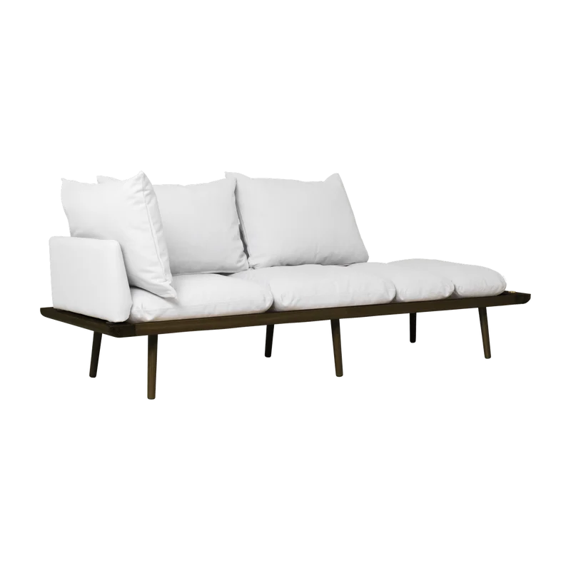 Canapé en chêne foncé et tissu gris clair 231 cm Lounge Around - UMAGE