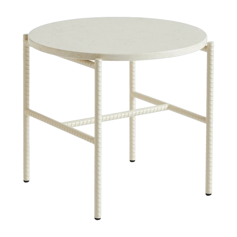 Table d'appoint ronde en marbre et piètement en acier blanc 40 cm Rebar - Hay
