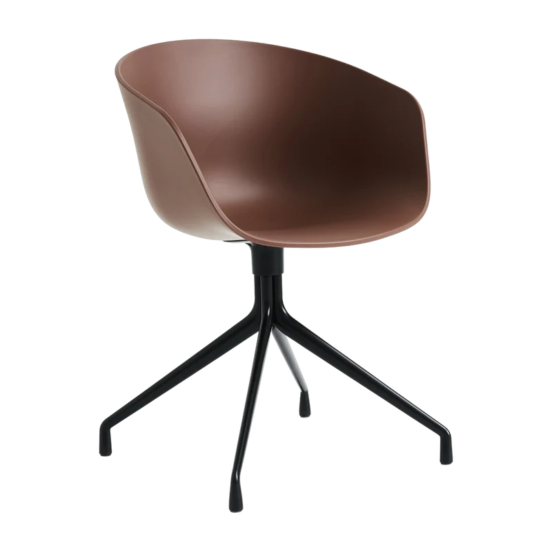 Chaise avec accoudoirs en plastique recyclé brique et pieds en acier noir AAC 20 2.0 - HAY
