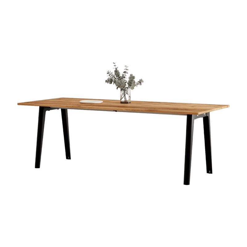 Table à manger en bois ancien et piètement en acier noir 220 x 95 x 75 cm New modern - TIPTOE
