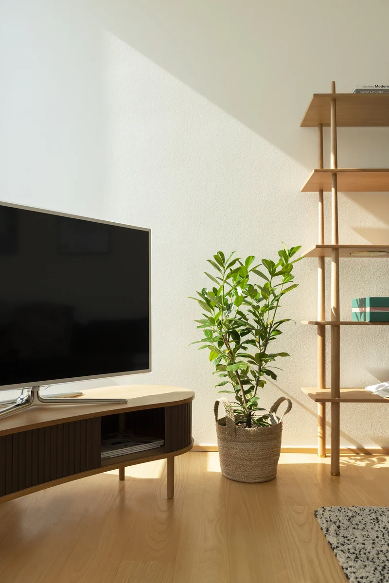 Meuble télévision en chêne foncé beige 40 x 140 cm Audacious - UMAGE