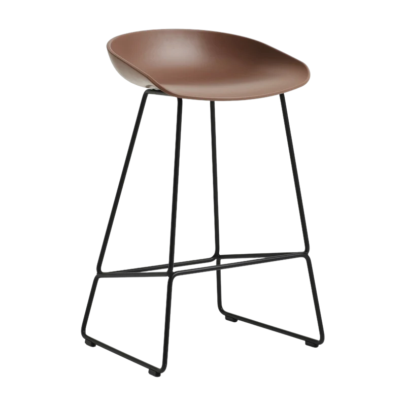 Tabouret de bar en plastique recyclé brique et pieds en acier noir 65 cm AAS 38 2.0 - HAY