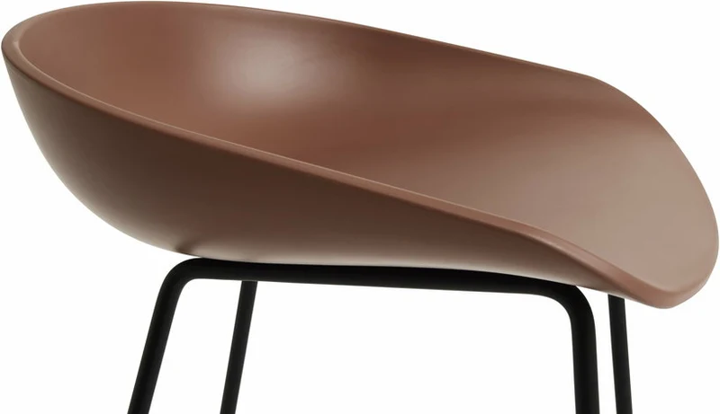 Tabouret de bar en plastique recyclé brique et pieds en acier noir 65 cm AAS 38 2.0 - HAY