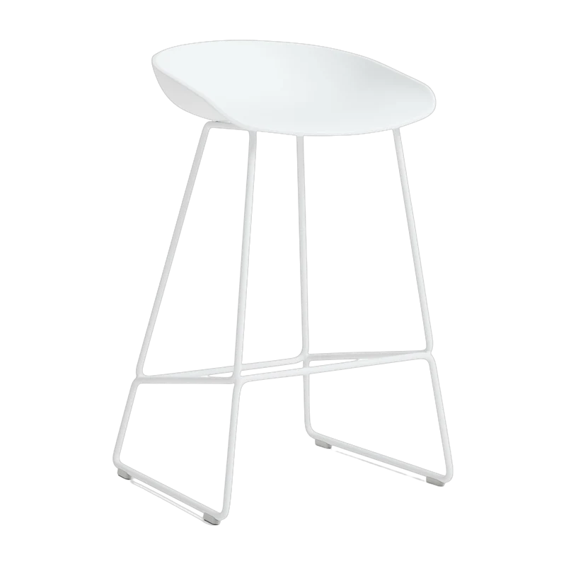 Tabouret de bar en plastique recyclé blanc et pieds en acier blanc 65 cm AAS 38 2.0 - HAY