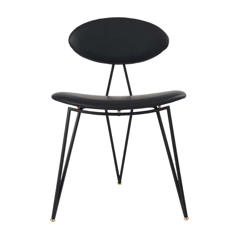 Chaise en cuir et piètement en acier noir Semper - AYTM