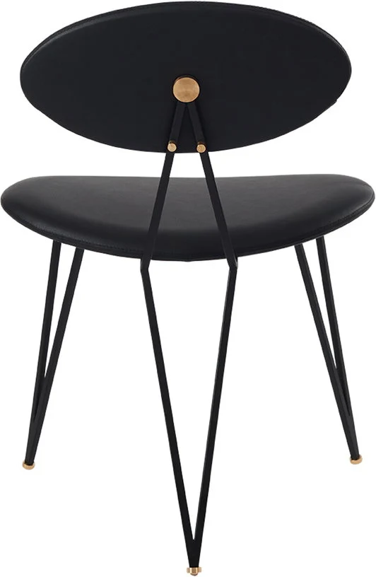 Chaise en cuir et piètement en acier noir Semper - AYTM
