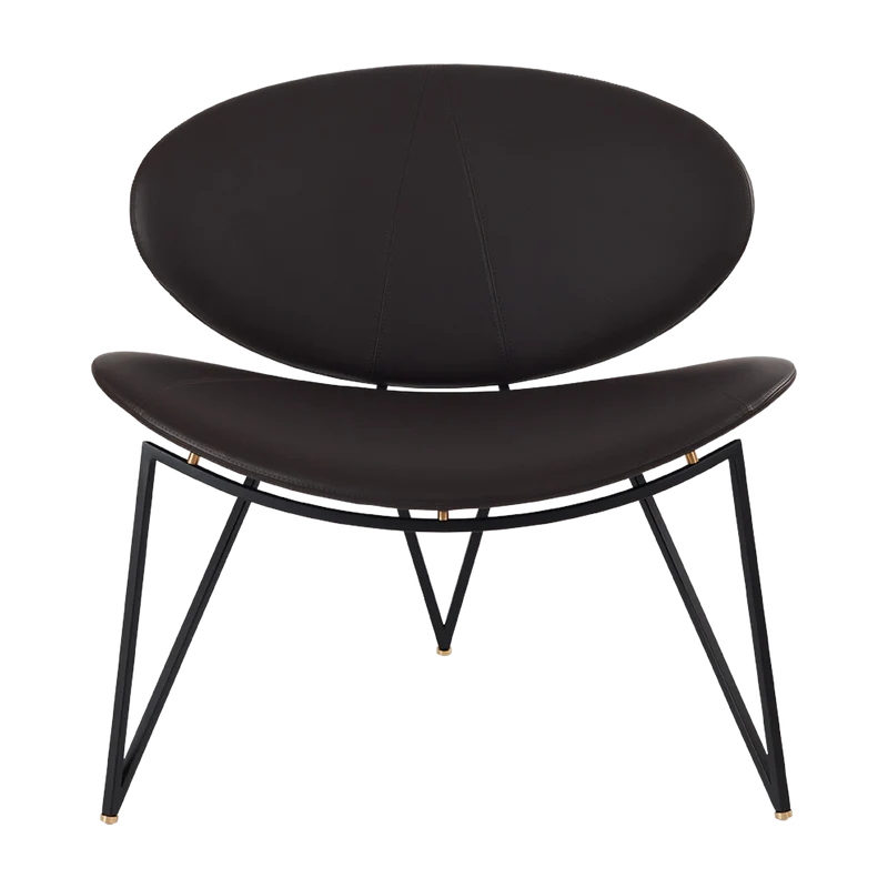Fauteuil en cuir et piètement en acier noir Semper - AYTM