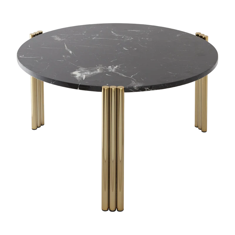 Table basse en acier doré et marbre noir 35 x 60 cm Tribus - AYTM