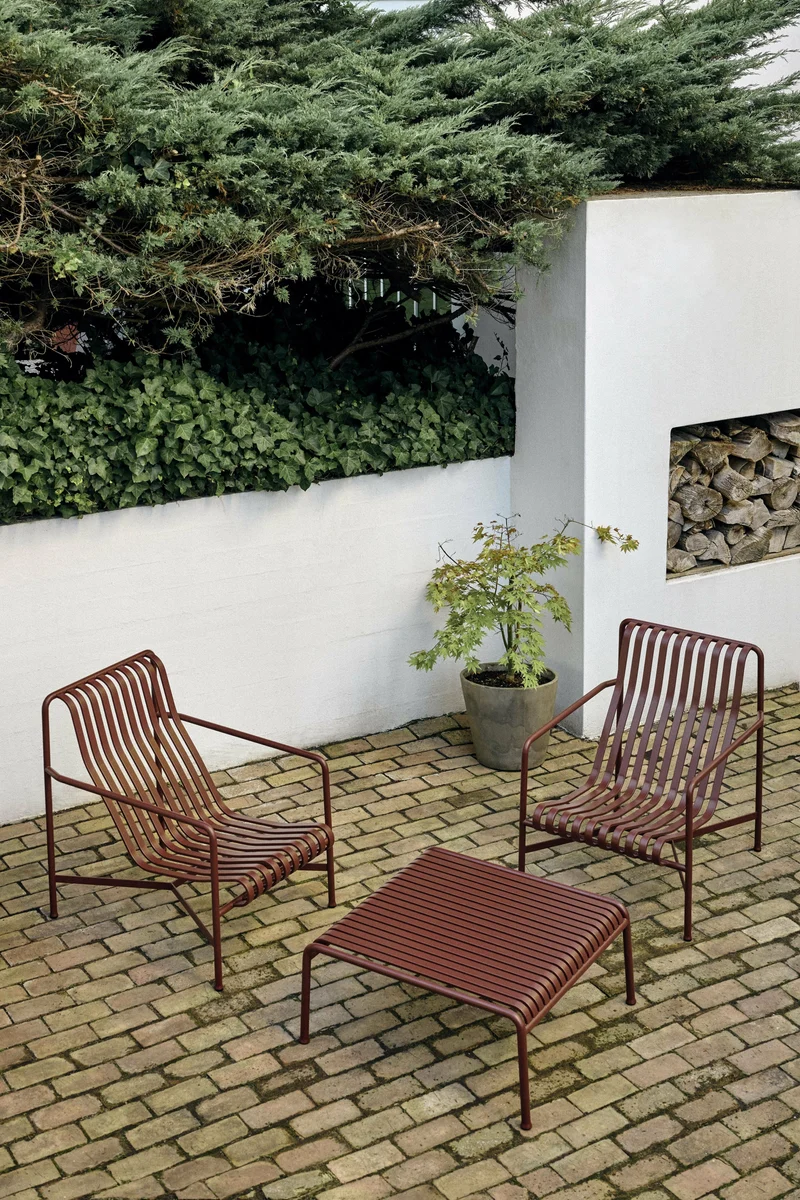 Fauteuil de jardin lounge en métal rouge 73x88cm Palissade - HAY