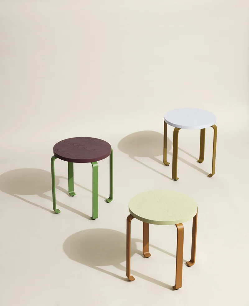 Tabouret à roulettes bleu clair et kaki 46 x 46,5 cm Smile - Hübsch
