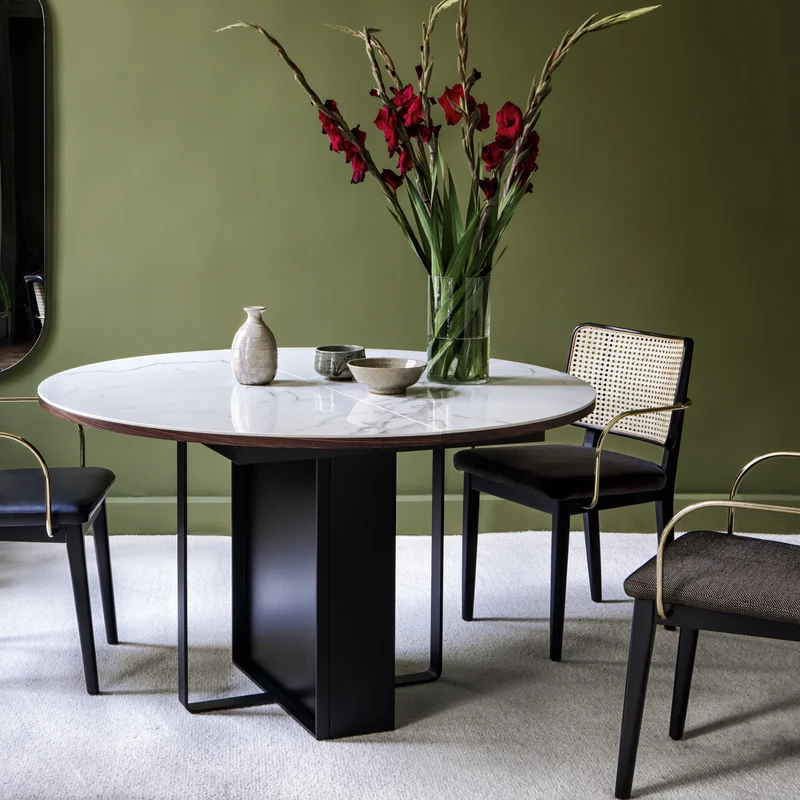 Table à manger ronde en marbre statuario 130 cm Felice - RED Edition