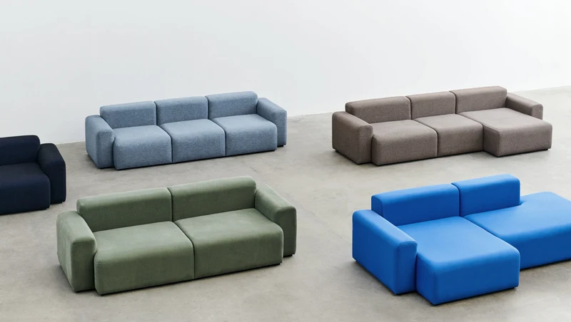 Canapé kaki 2,5 places combinaison 1 linara 100 armrest low Mags 1964 - Hay