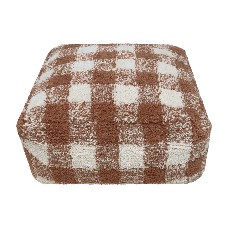 Pouf en coton marron 40 x 20 cm Vichy - Lorena Canals