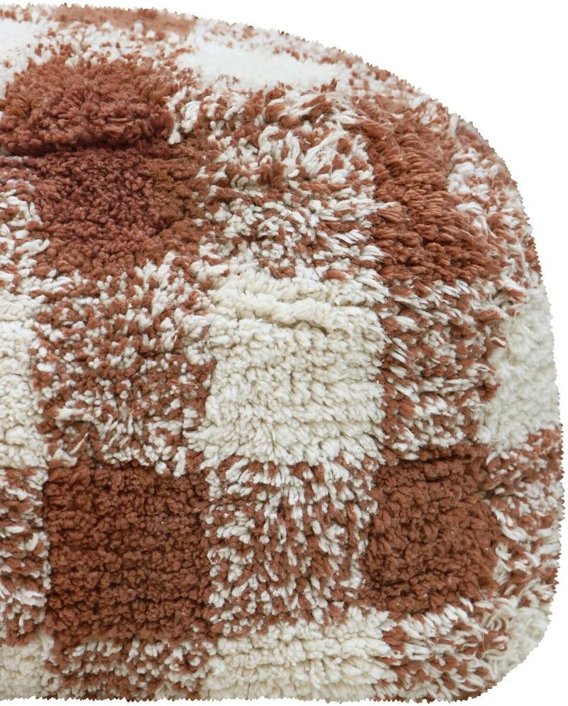 Pouf en coton marron 40 x 20 cm Vichy - Lorena Canals