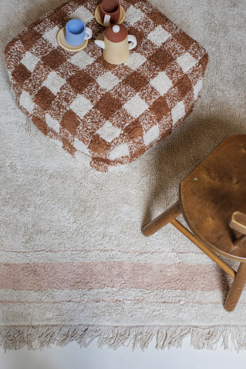 Pouf en coton marron 40 x 20 cm Vichy - Lorena Canals