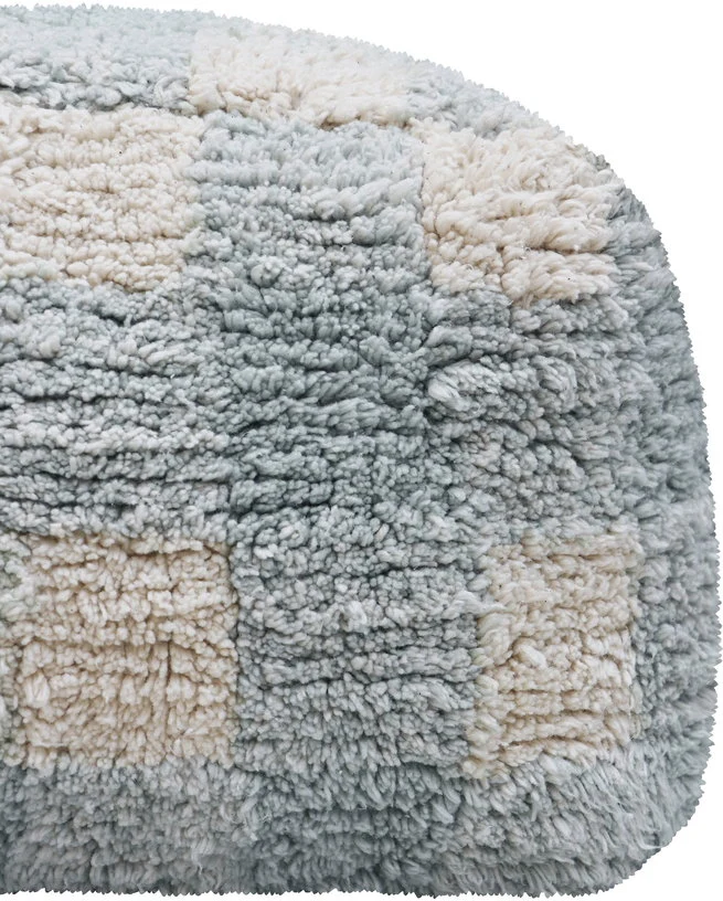 Pouf en coton bleu 40 x 20 cm Vichy - Lorena Canals