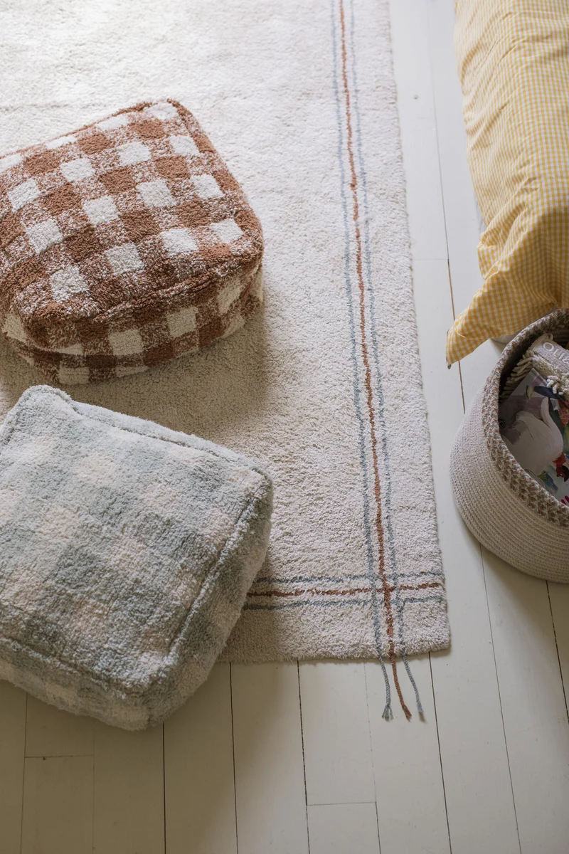 Pouf en coton bleu 40 x 20 cm Vichy - Lorena Canals