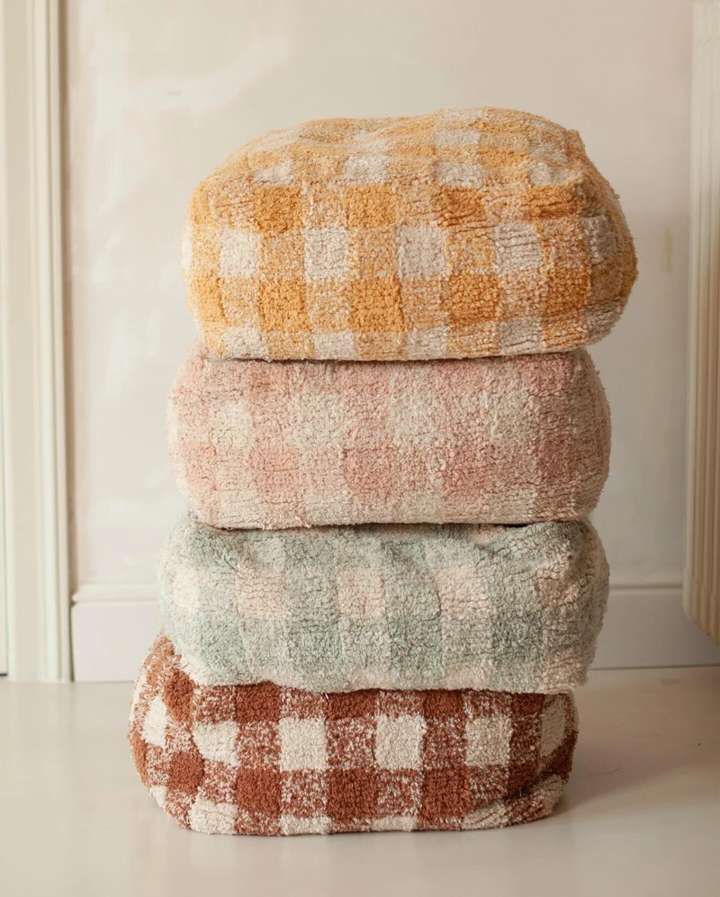 Pouf en coton bleu 40 x 20 cm Vichy - Lorena Canals